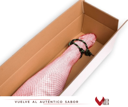 Caja de cartón para envío de jamón ibérico Vuelta y Vuelta