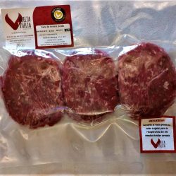 Tres hamburguesas de carne de ternera de Vuelta y Vuelta envasadas al vacío