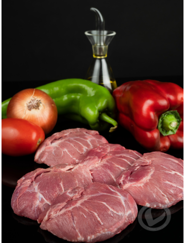 Primer plano de carrilleras de cerdo Duroc de Vuelta y Vuelta